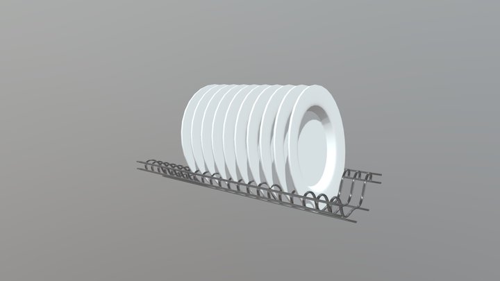 dish drainer with dishes 3D Model