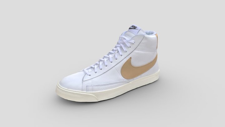 Nike Blazer Mid Premium White and Vachetta tan 3D Model