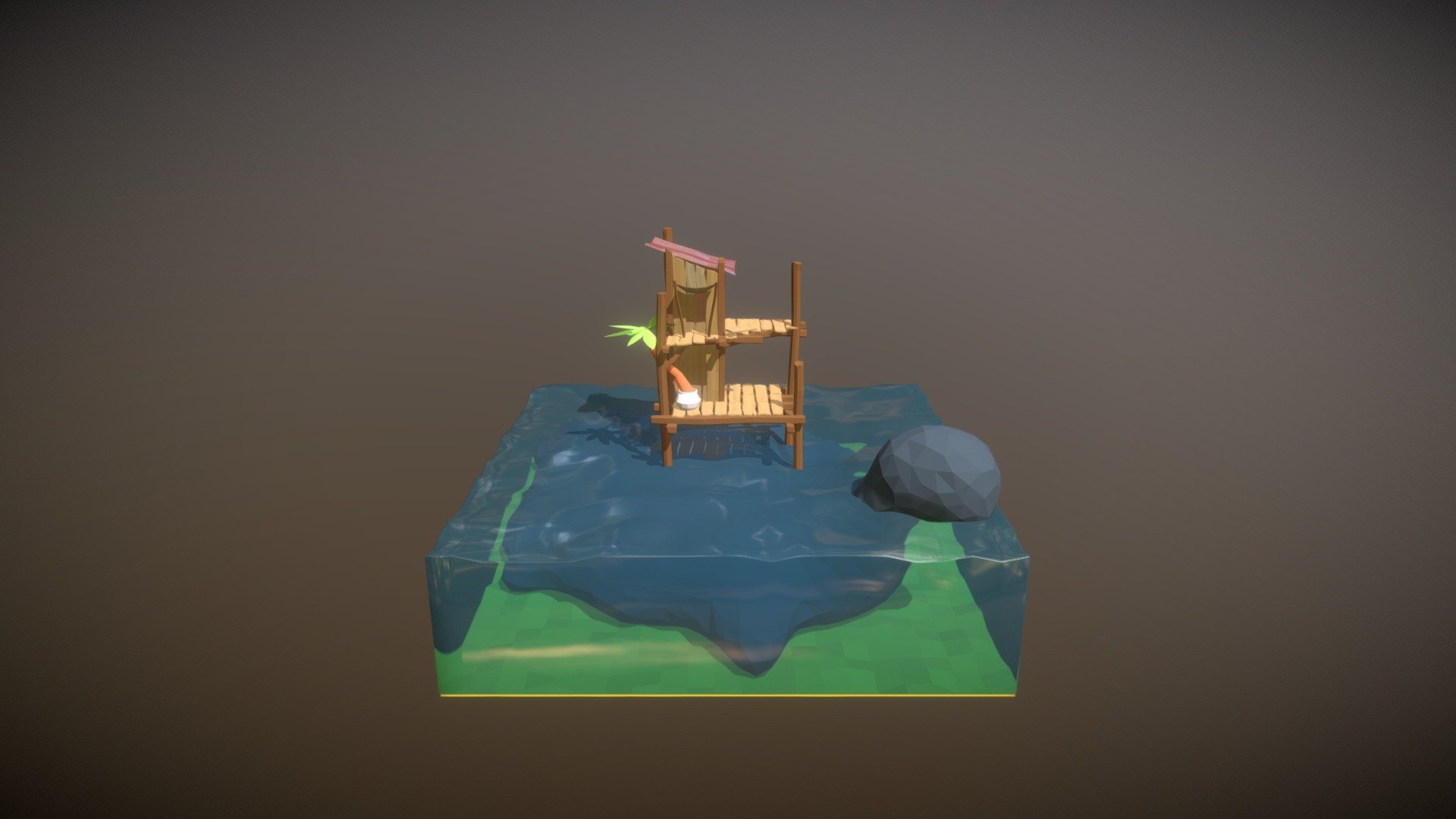 Lowpoly Sea Shack — Sketchfab embed 3D viewer