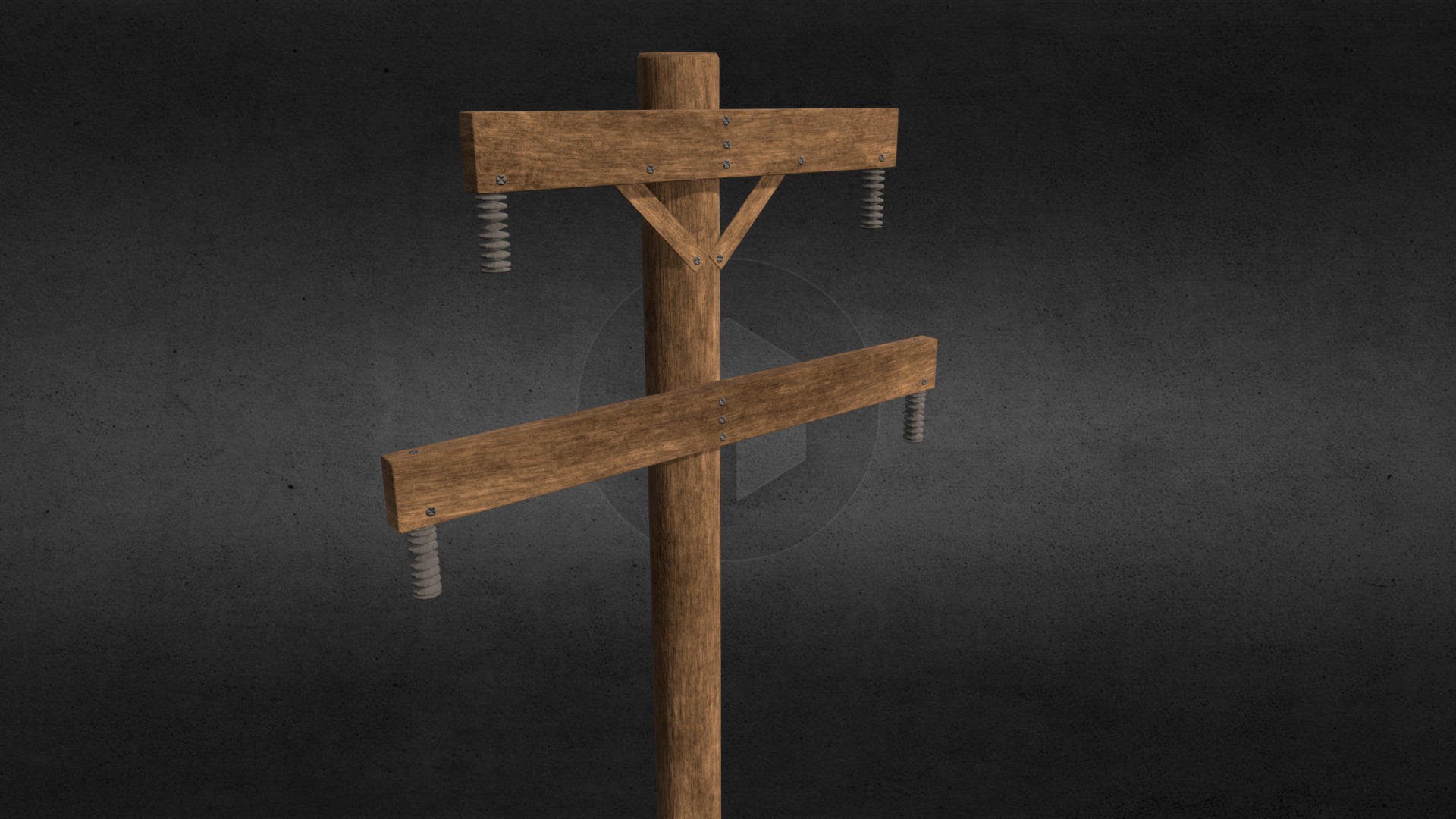 3D model Electricity Pole - This is a 3D model of the Electricity Pole. The 3D model is about a wooden cross on a black surface.