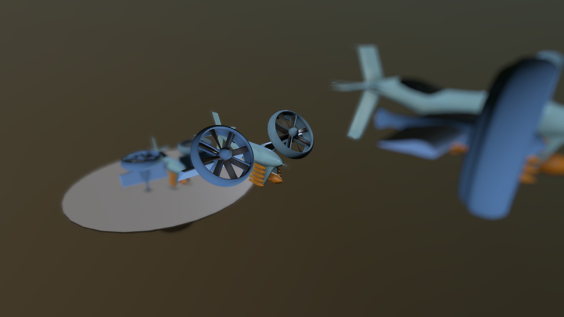 3D model VTOL Fighter Bomber variant 1 - This is a 3D model of the VTOL Fighter Bomber variant 1. The 3D model is about a group of blue and white objects.