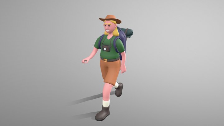Stylized Girl Tourist - Mixamo Rigged Character 3D Model