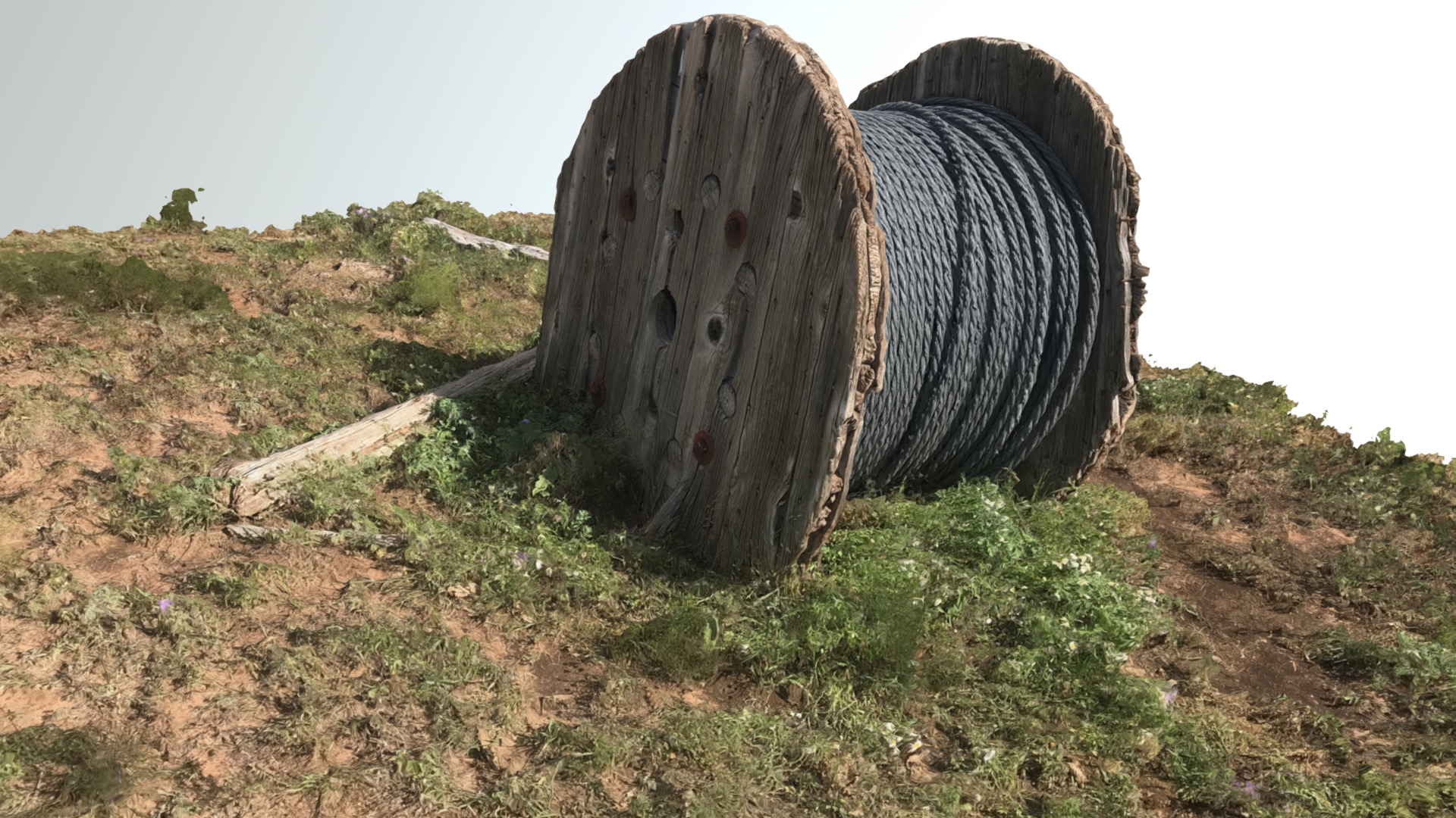 3D model bail wire telephone pole - This is a 3D model of the bail wire telephone pole. The 3D model is about a large metal structure on a hill.