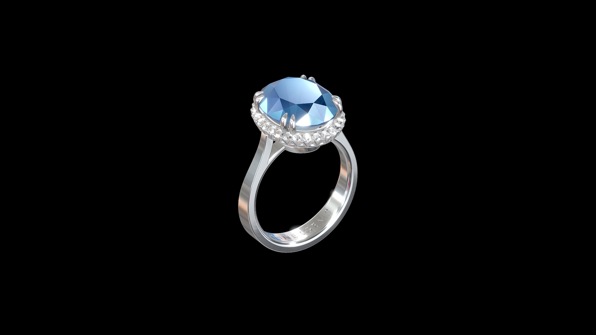 3D model SGO377 - This is a 3D model of the SGO377. The 3D model is about a ring with a blue gem.