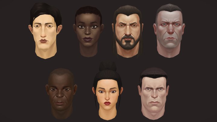 Low Poly Heads 1 3D Model