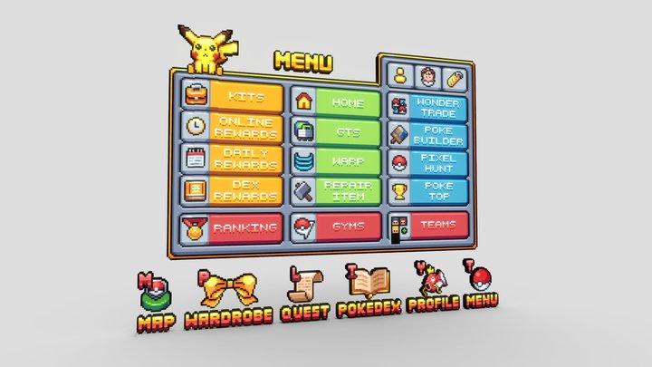 Gui Menu Pokémon 3D Model