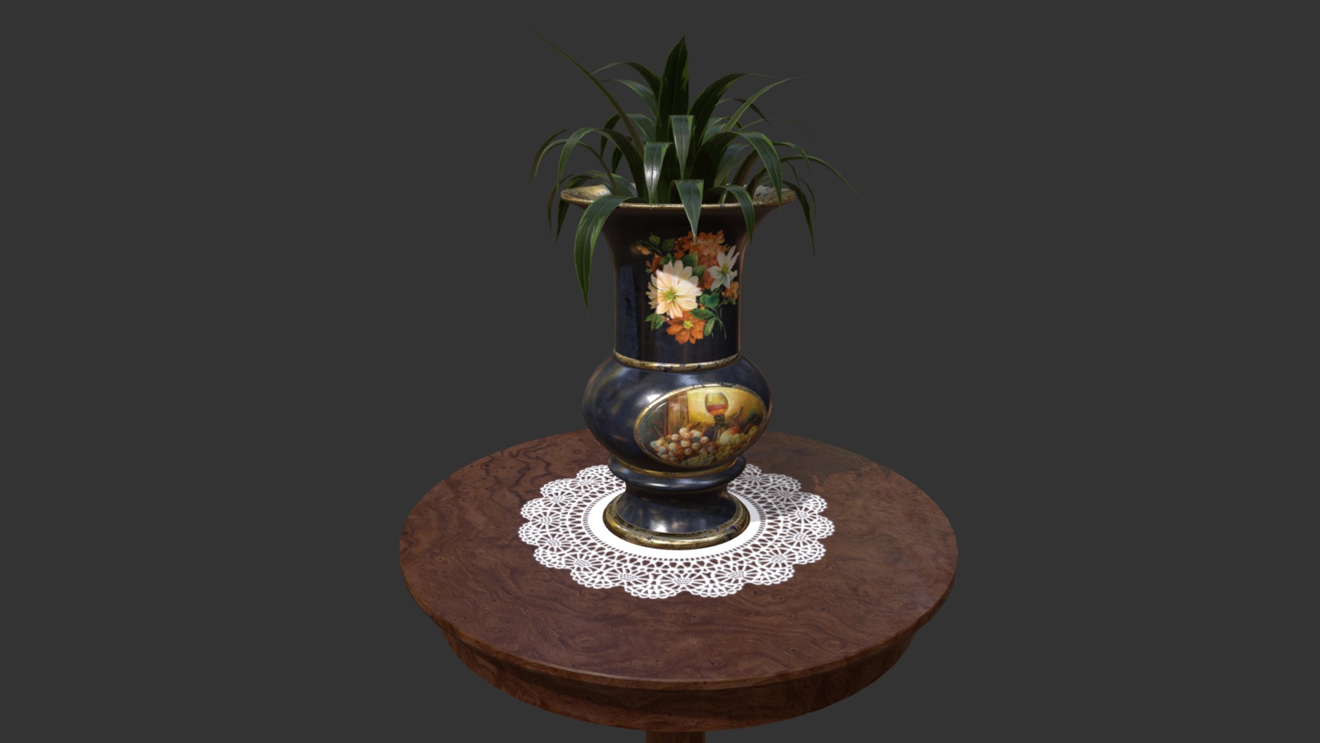 3D model Vase on a Table - This is a 3D model of the Vase on a Table. The 3D model is about a potted plant on a table.