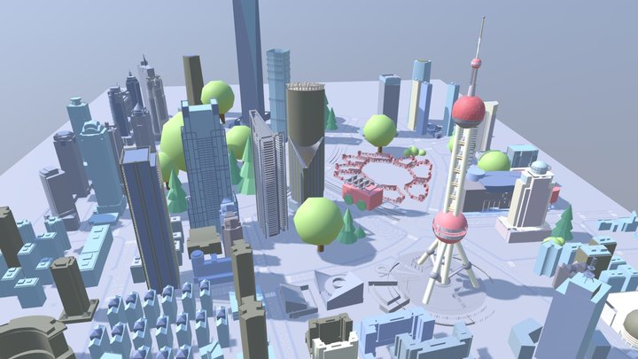 The Lujiazui Financial District 3D Model