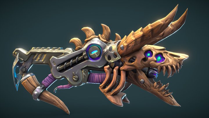 Stylized demonic gun (from Wayfinder) 3D Model