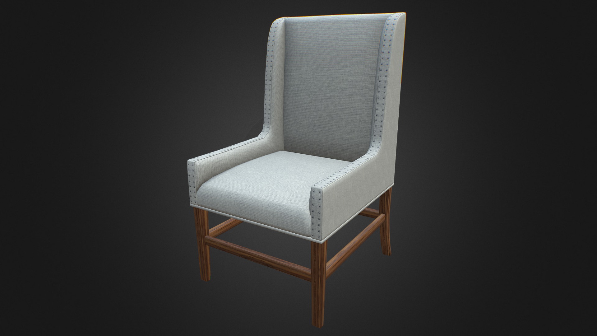 3D model Uttermost Dalma Tan Linen Wing Chair - This is a 3D model of the Uttermost Dalma Tan Linen Wing Chair. The 3D model is about a white chair with a black background.