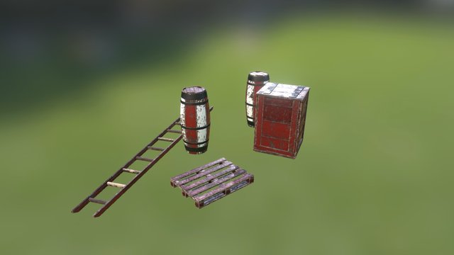 Barrel & Crate 3D Model