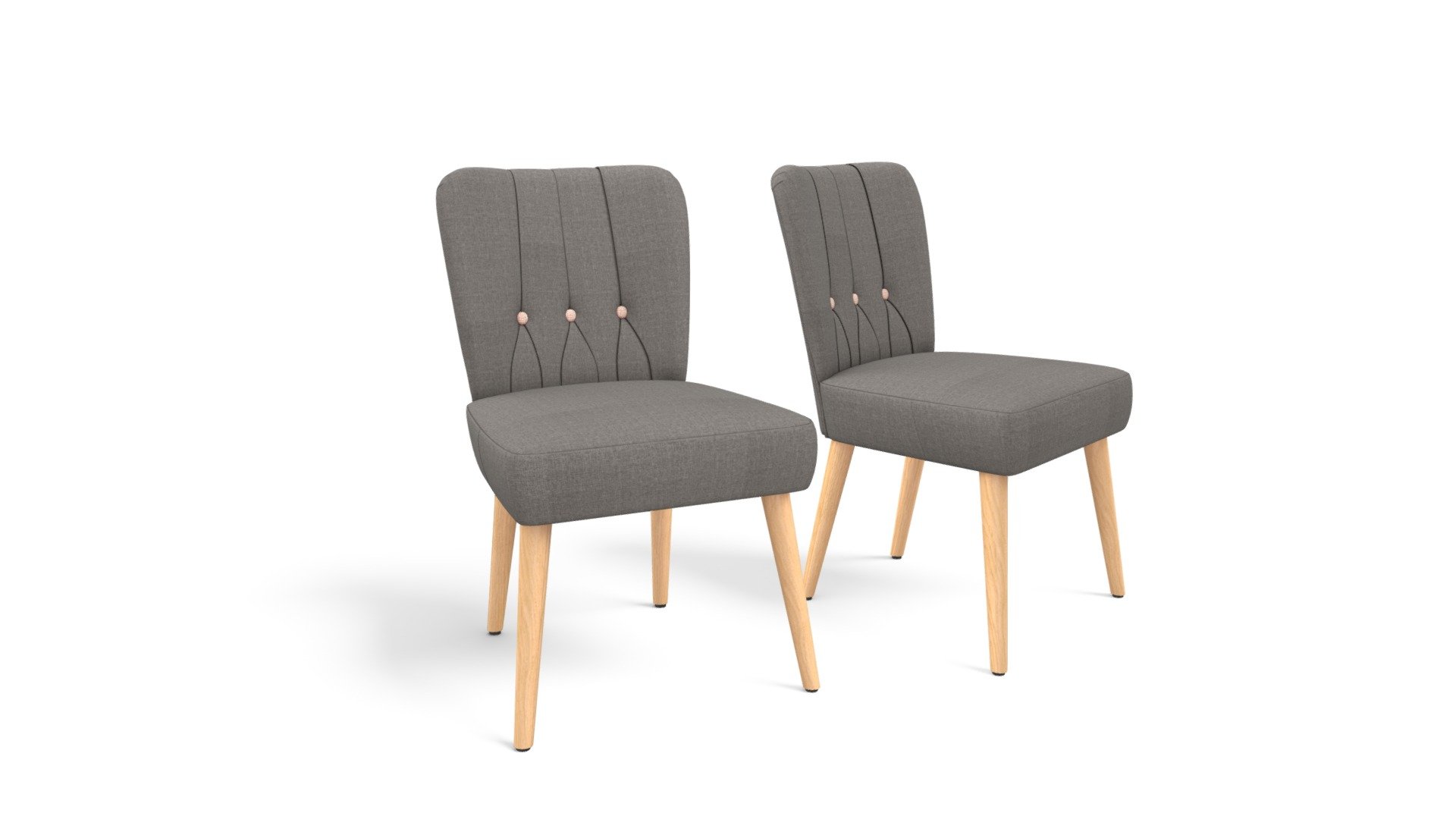 2 Charley Dining Chairs, Graphite Grey and Oak Download Free 3D model