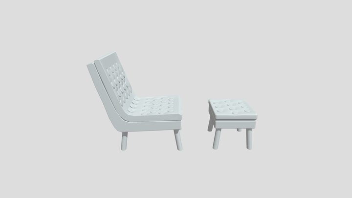 Lounge Chair and Ottoman (new topology) 3D Model