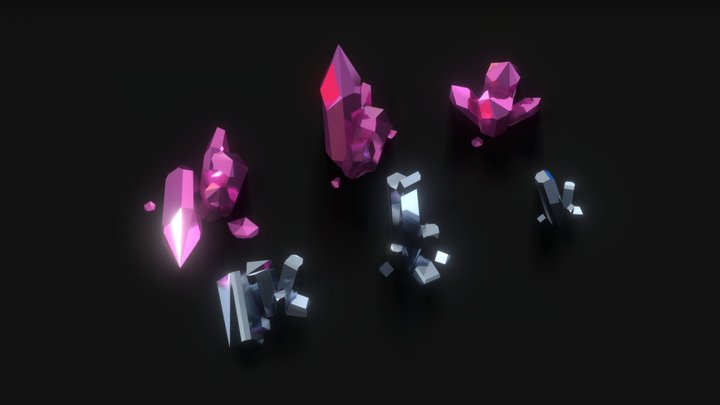 Lowpoly Crystals 3D Model