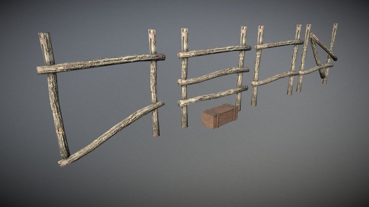 Fence and chest 3D Model