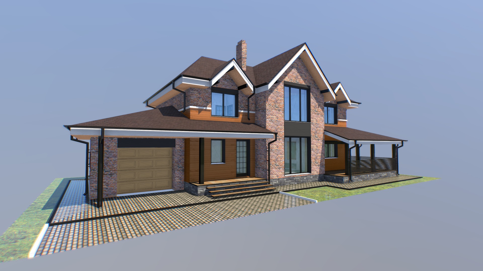 3D model Residential house 2020 Updated 01/2020 - This is a 3D model of the Residential house 2020 Updated 01/2020. The 3D model is about a house with a driveway.