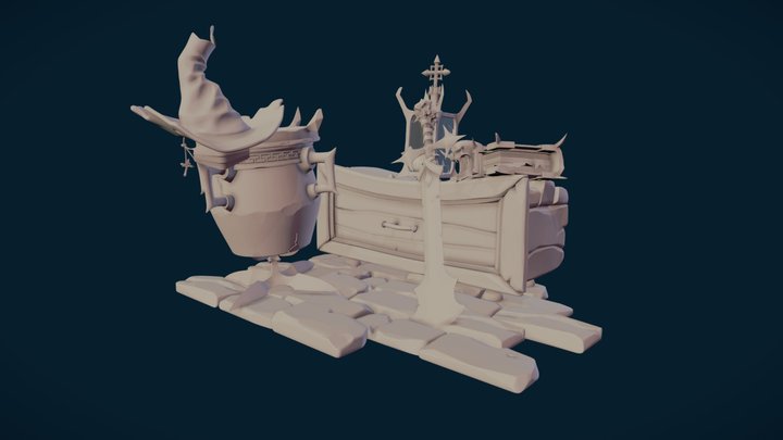 Vampire Hunter Diorama 3D Model