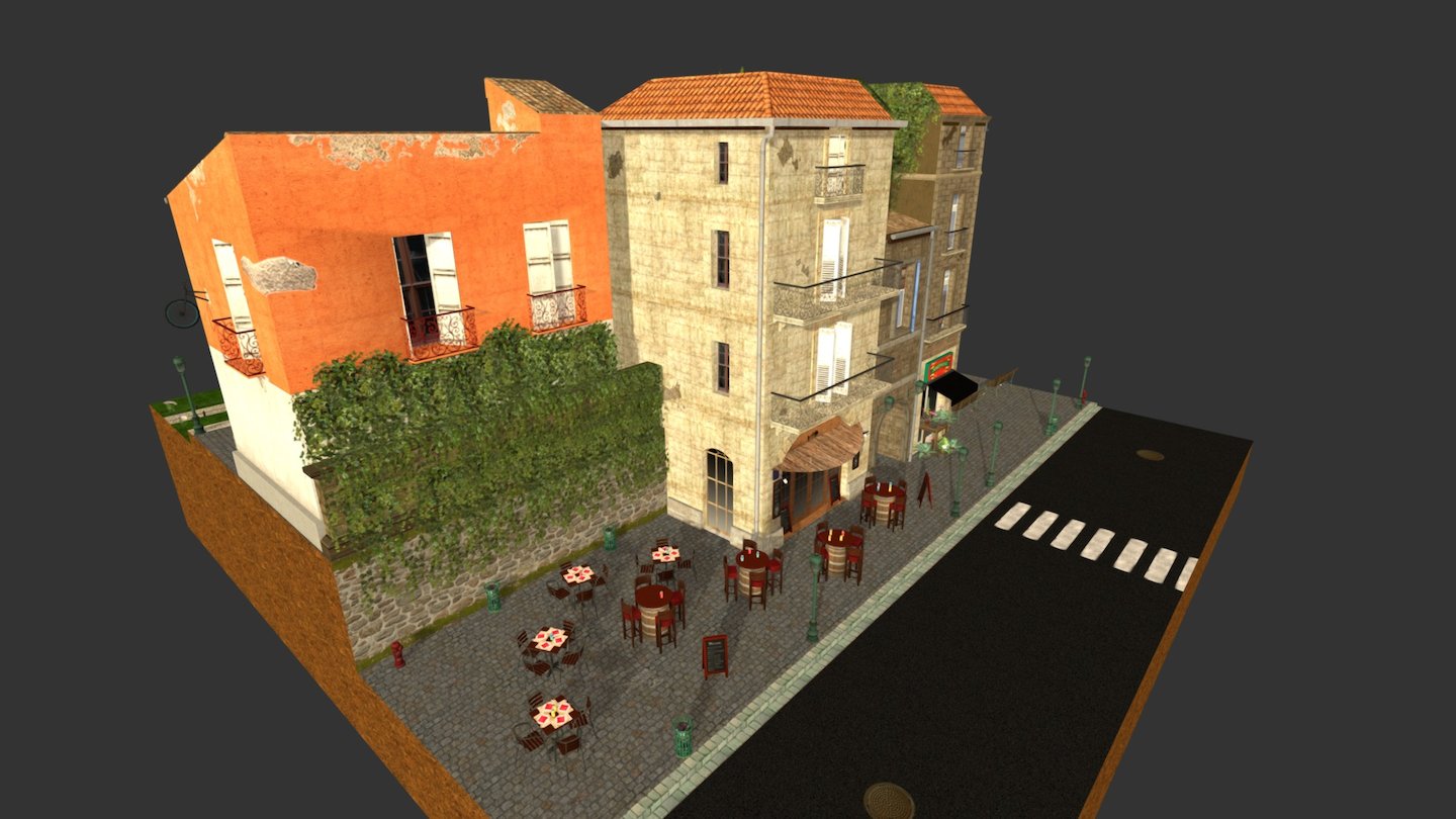 City Scene - Inspired by Montpellier — Sketchfab embed 3D viewer