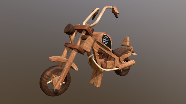 Wooden Toy Motorbike 3D Model
