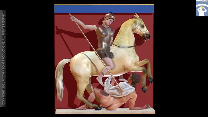 3D rendering of Metope West 13 Restored (Parthenon)