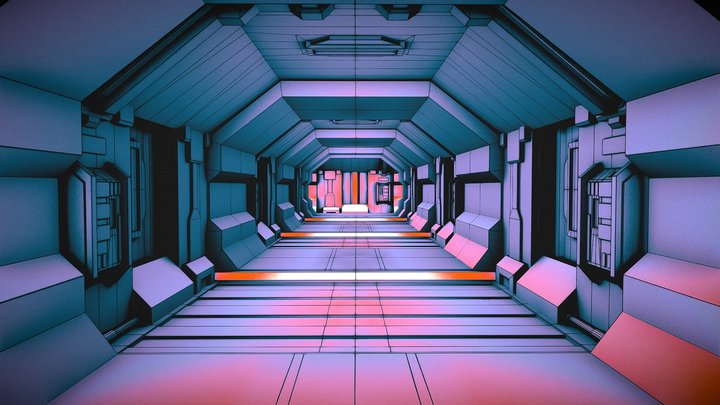 Stylized Sci-Fi Corridor 3D Model