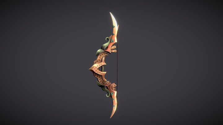 Handpainted model 3D fantasy bow 3D Model