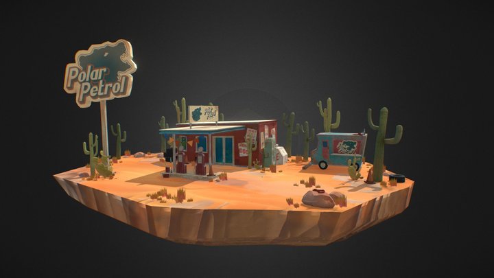 Polar Petrol Gas Station 3D Model