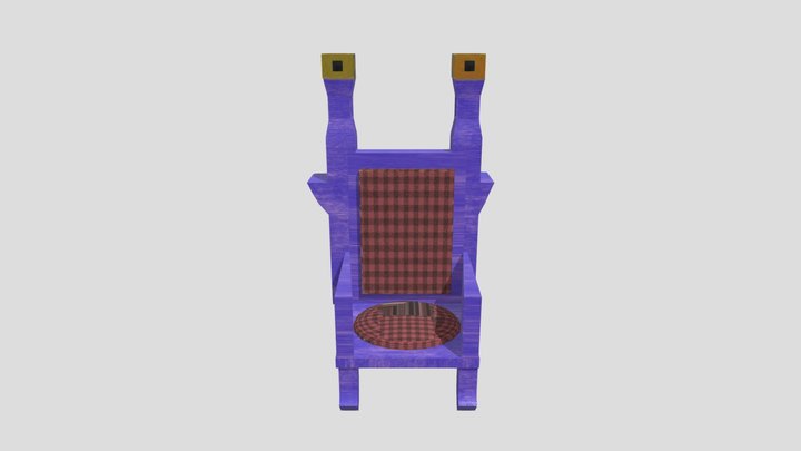 A wooden throne underwater 3D Model