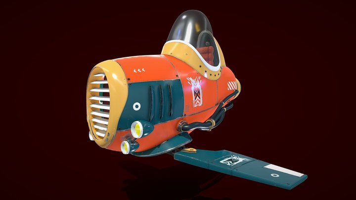 Humoro sci fi cyberpunk Aircraft game ready NO.7 3D Model