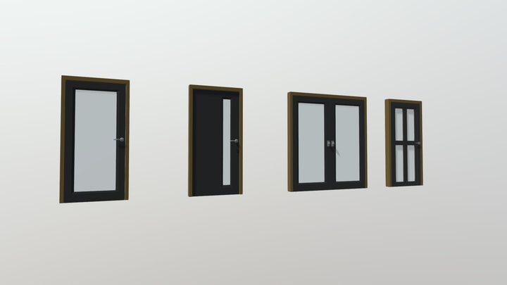 Doors Stylish Glass Door 3D Model