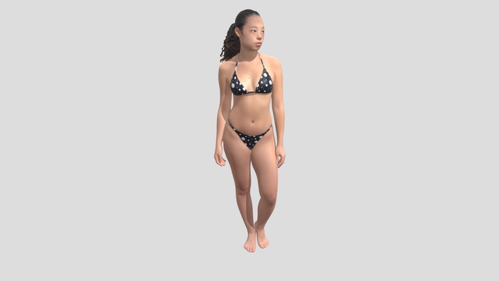 Polka Dot Bikini Portrait Of Pretty Woman – Kostenloses 3D-Modell STL