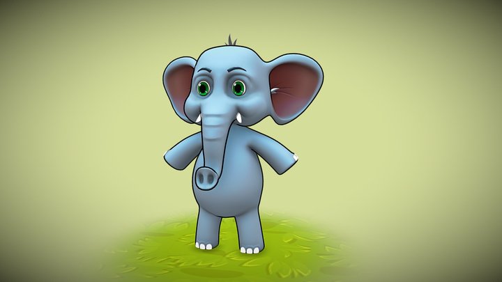 Cute Cartoon Elephant Game-Ready 3D Model 3D Model