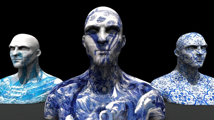 Porcelain Portuguese Azulejo Bust 3D Model