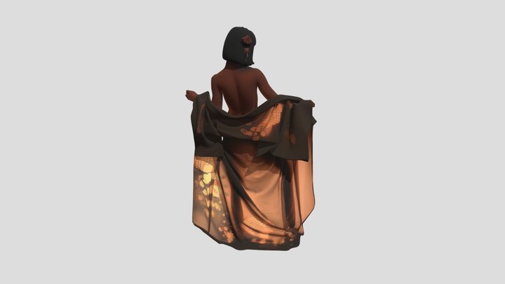 和服晕崽暗灯背影 3D Model