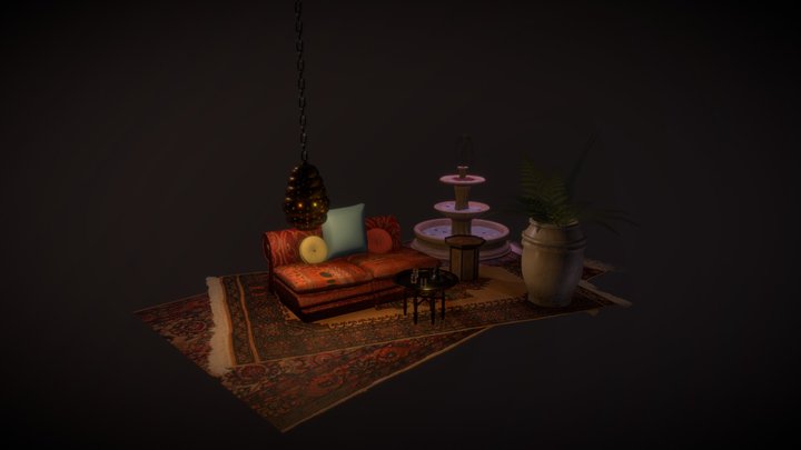 Oriental Mini Livingroom 3D Model