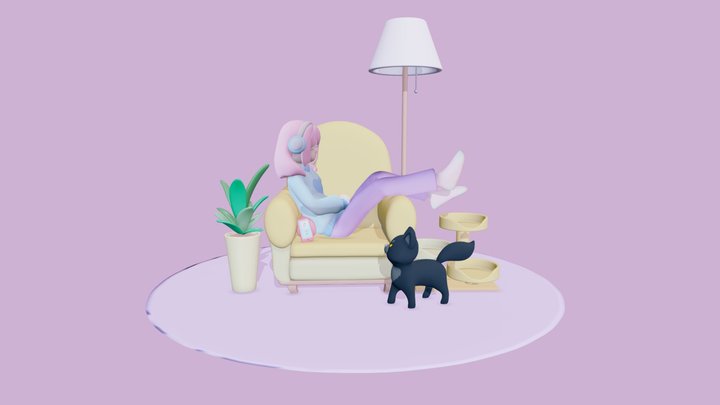 quarantine and cat 3D Model