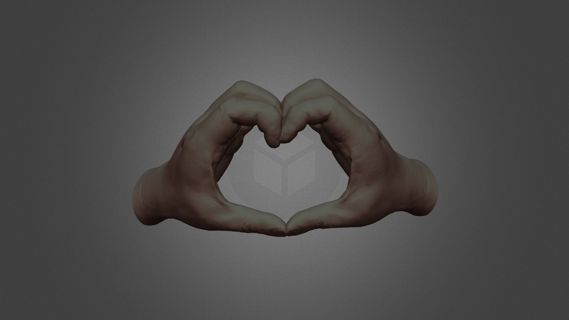 3D model Hands in shape of heart - This is a 3D model of the Hands in shape of heart. The 3D model is about a hand holding a white square.