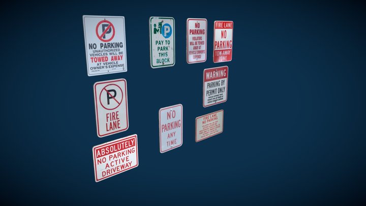 No Parking Lowpoly Modular Sign Pack 3D Model