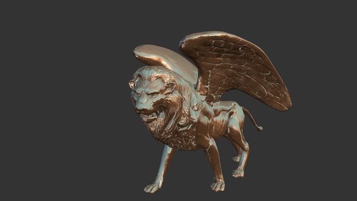 Winged Lion Statue 3D Model