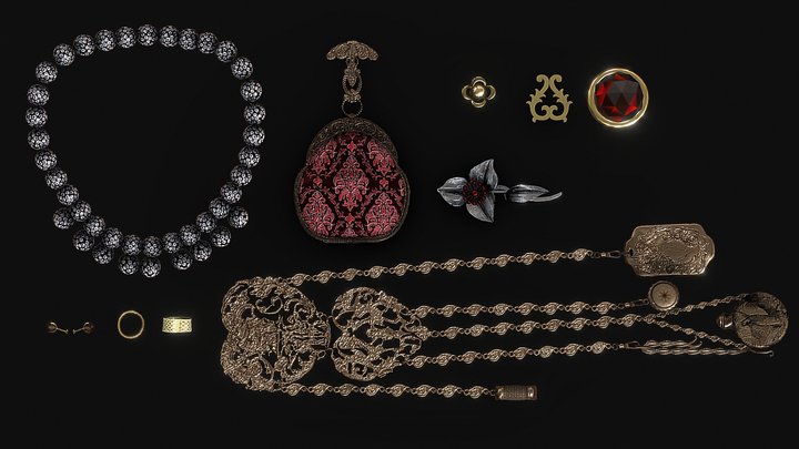 Victorian family heirloom jewellery - circa 1895 3D Model