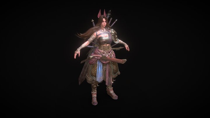 Female Warrior Character 3D Model