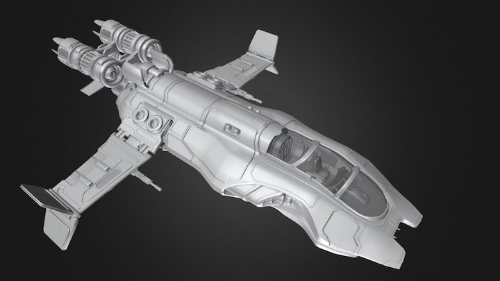 Sci-fi Ship high-poly 3D Model