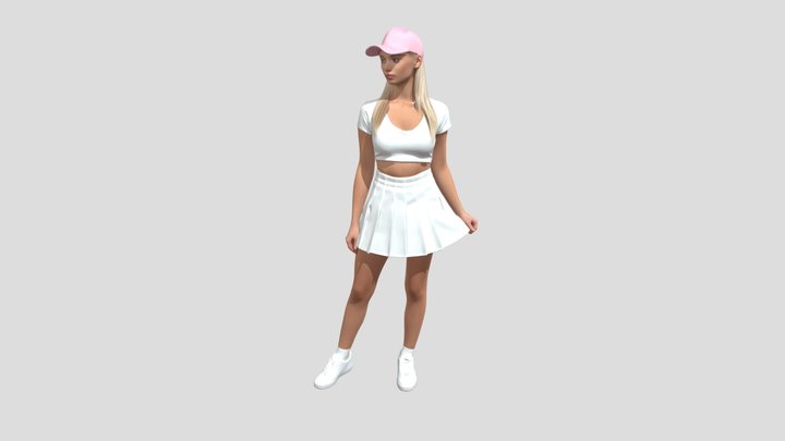 Pink Cap, White Pleated Skirt – Free 3D Model STL