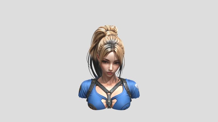 Cyber Tactical Girl – 3D Character Bust