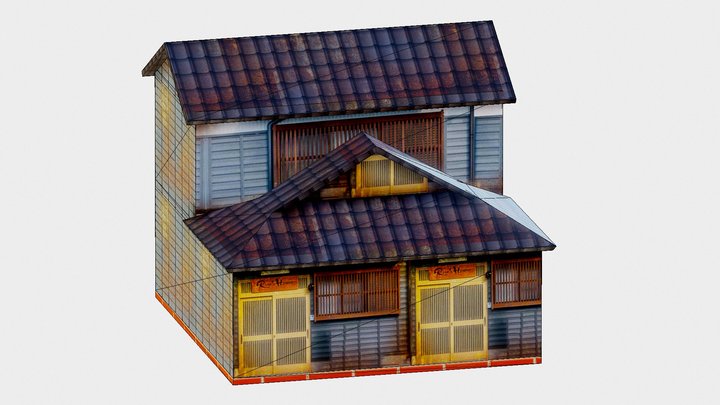 PSX Traditional Japanease Rusted House 3D Model