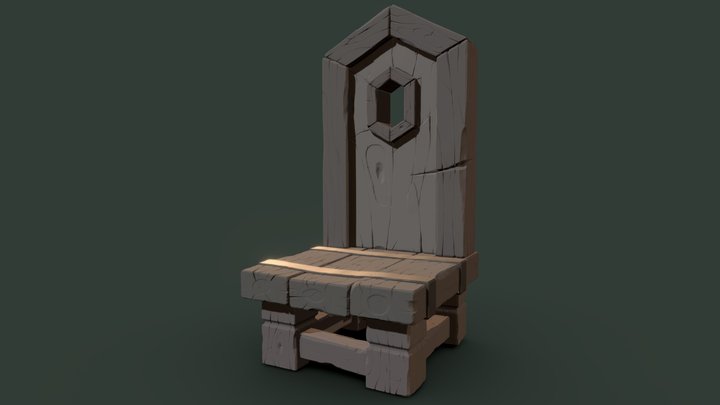 DS - Asset1 - Wooden Viking Chair 3D Model