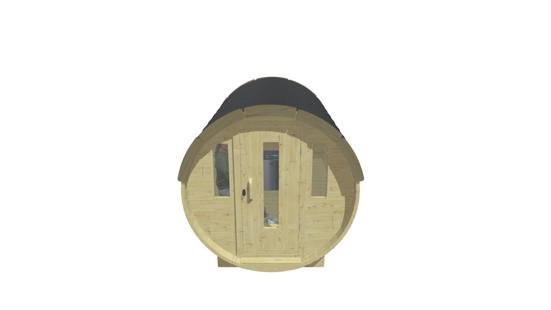 Sauna Barrel 2.5m (Electric Heater) — Sketchfab embed 3D viewer