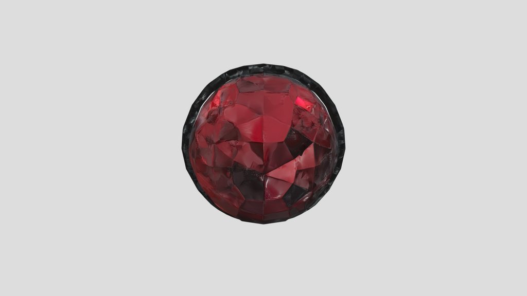Red faceted gemstone