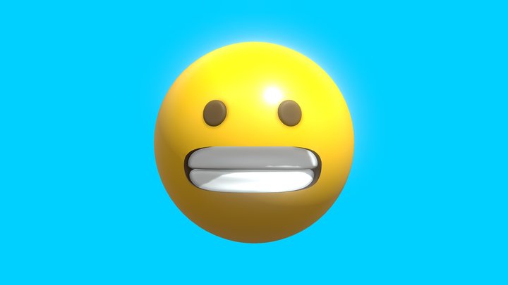 Grimacing Face Emoticon Emoji or Smiley 3D Model