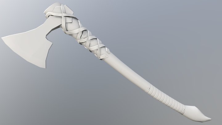 Ancient Viking Battle Axe Game Asset (Game Res) 3D Model